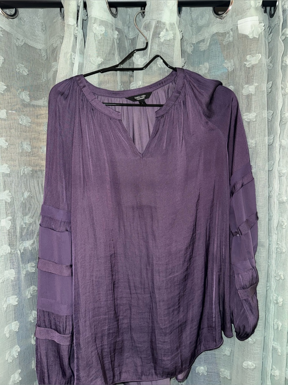 Simply Vera Vera Wang Purple Sheer Long-Sleeve Tunic